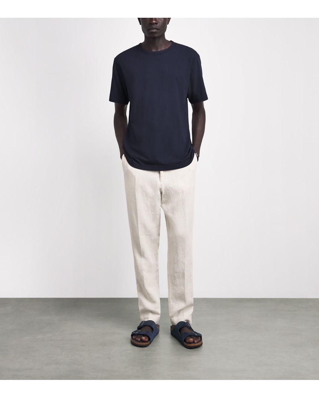 Frescobol Carioca Blue Cotton-Linen Dinis T-Shirt for men