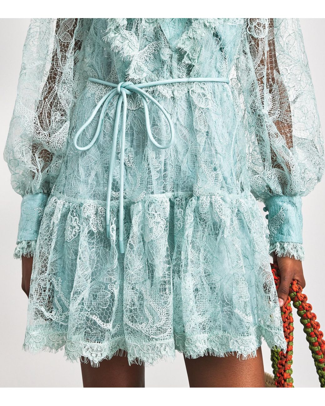 ALÉMAIS Blue Ruffled Lace Winifred Mini Dress