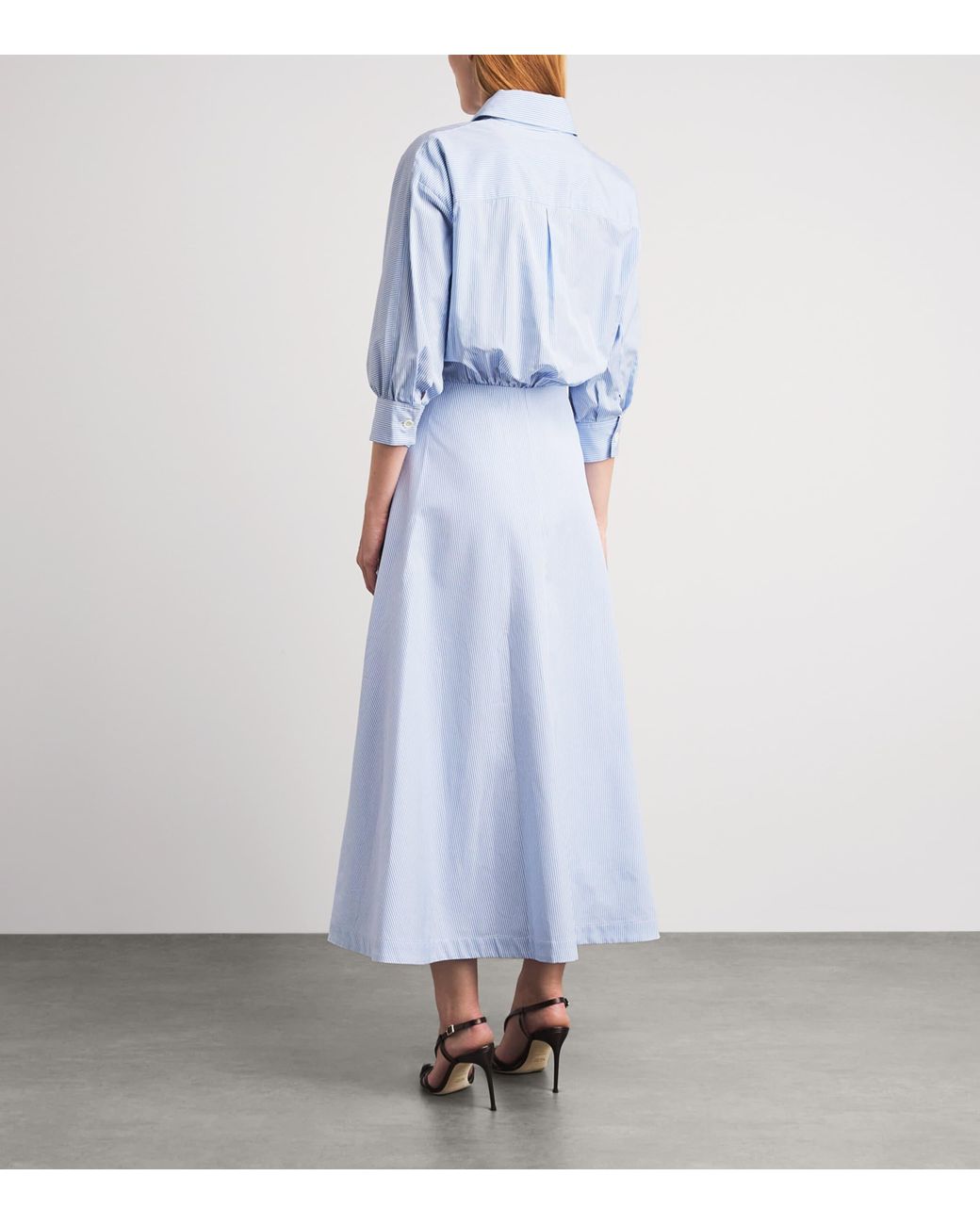 Altuzarra Blue Cotton Stripe Eleanor Maxi Shirt Dress