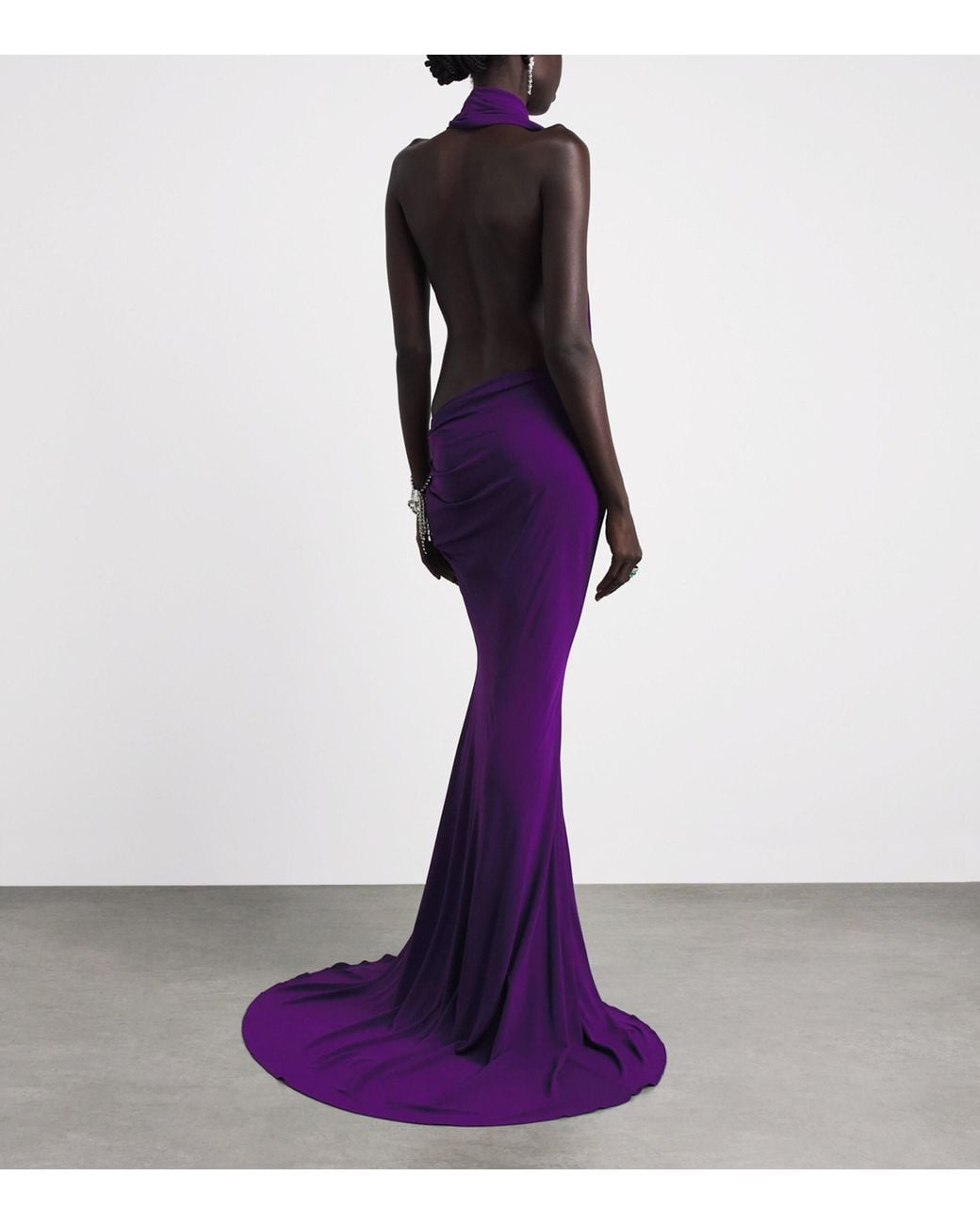 Alex Perry Purple Halterneck Drape Gown