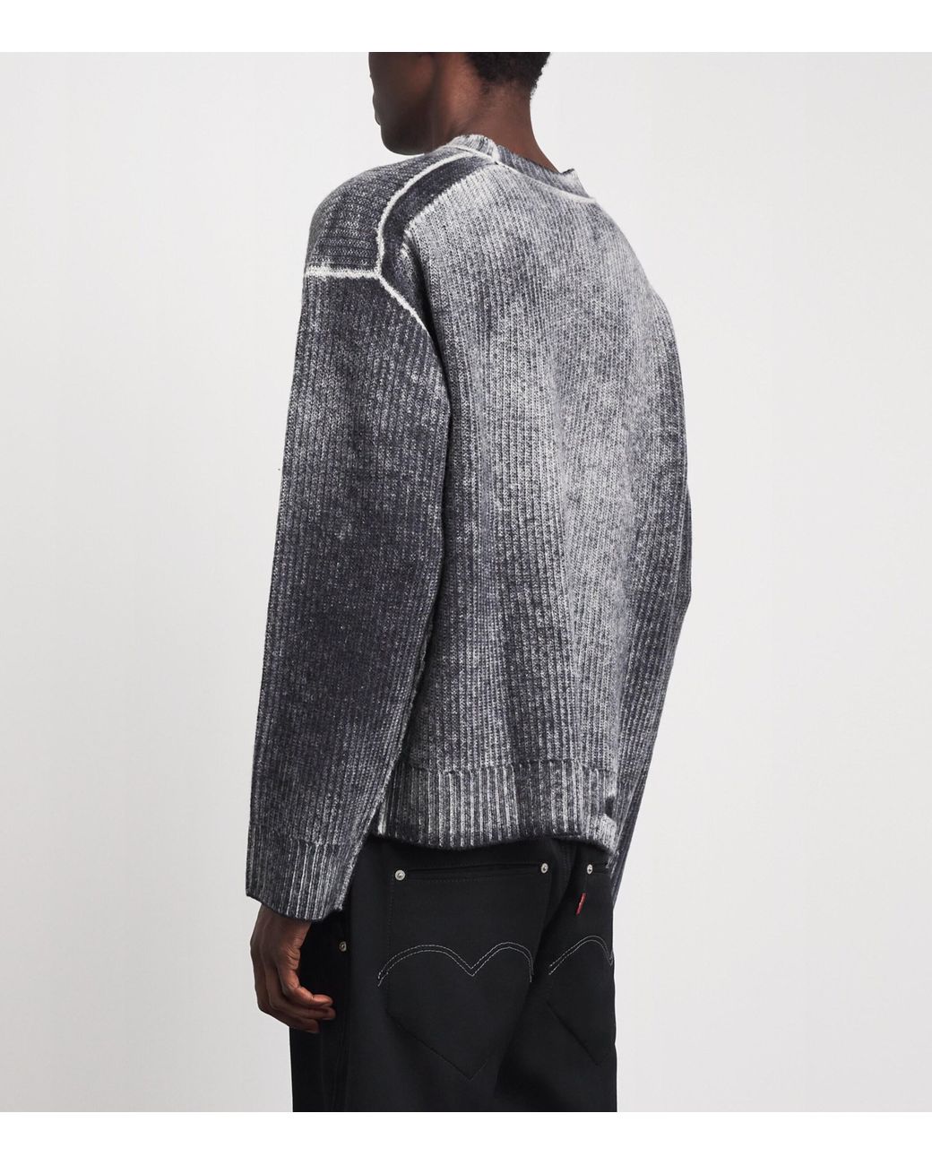 Represent Gray Wool Reversible Fade Out Sweater for men