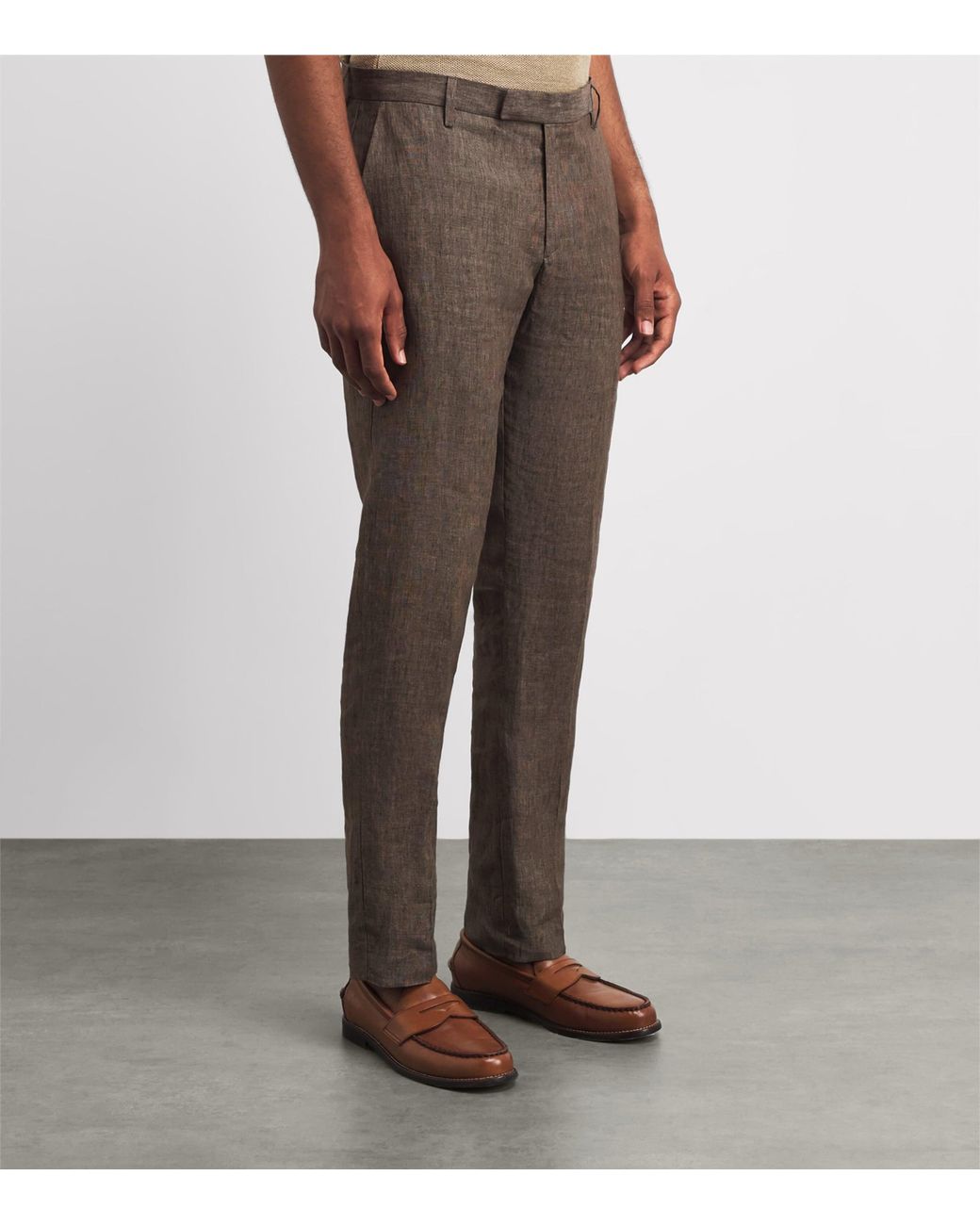 Sunspel Gray Linen Slim Trousers for men