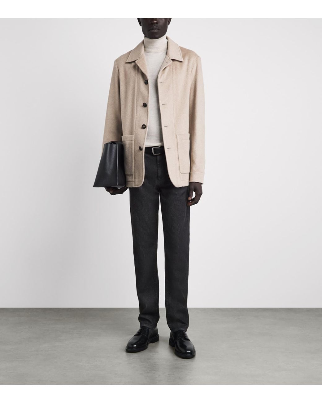 Canali Black Stretch-Cotton-Cashmere Straight Jeans for men