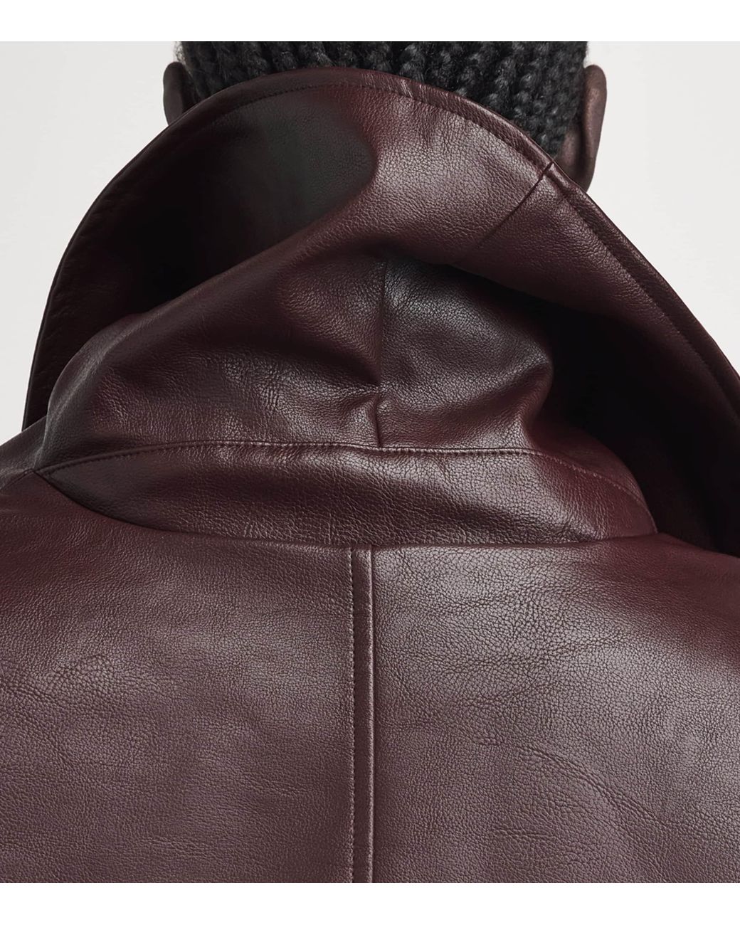 Source Unknown Brown Faux Leather Eleni Bomber Jacket