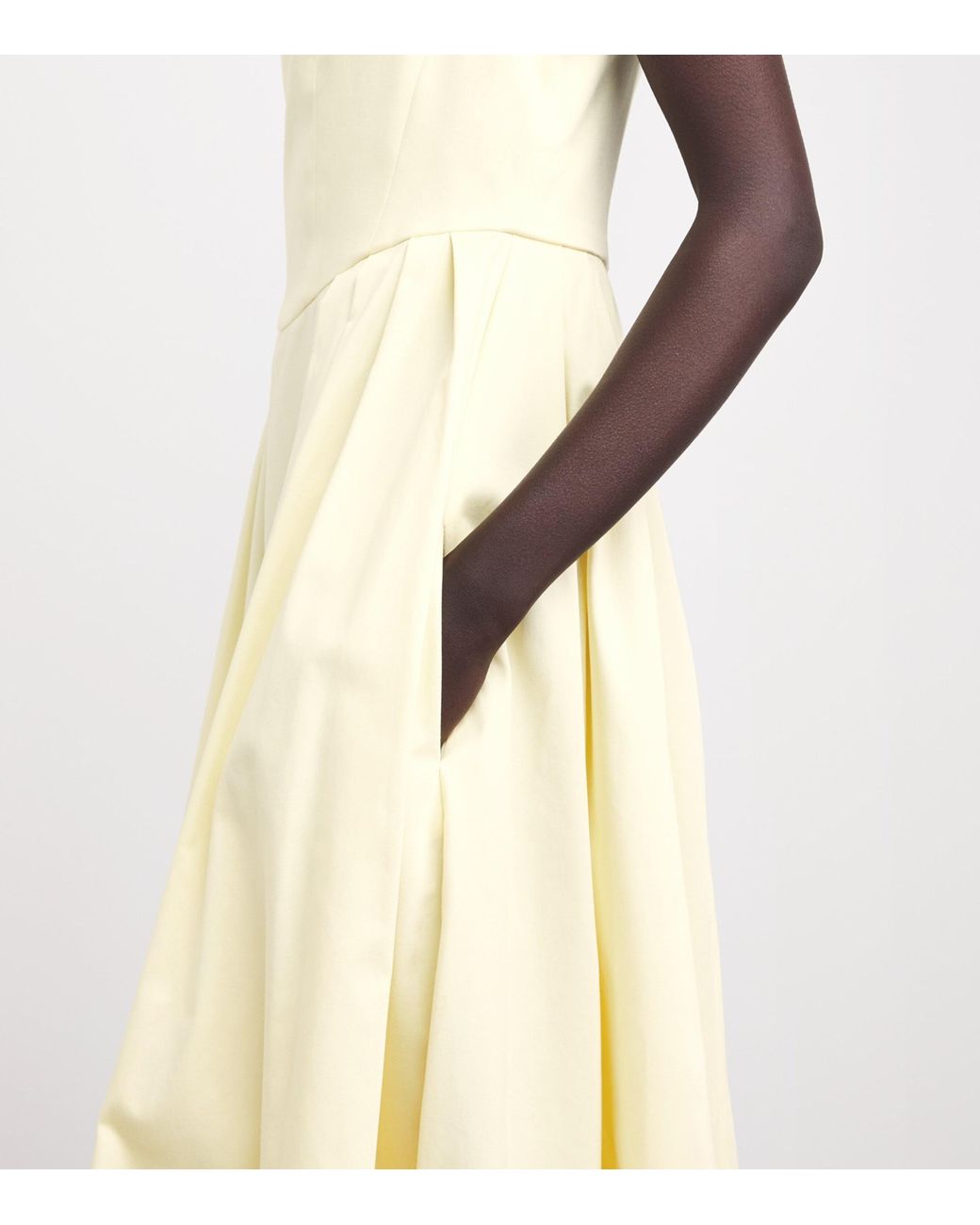 Maje White Stretch-Cotton Rhinestone-Trim Midi Dress
