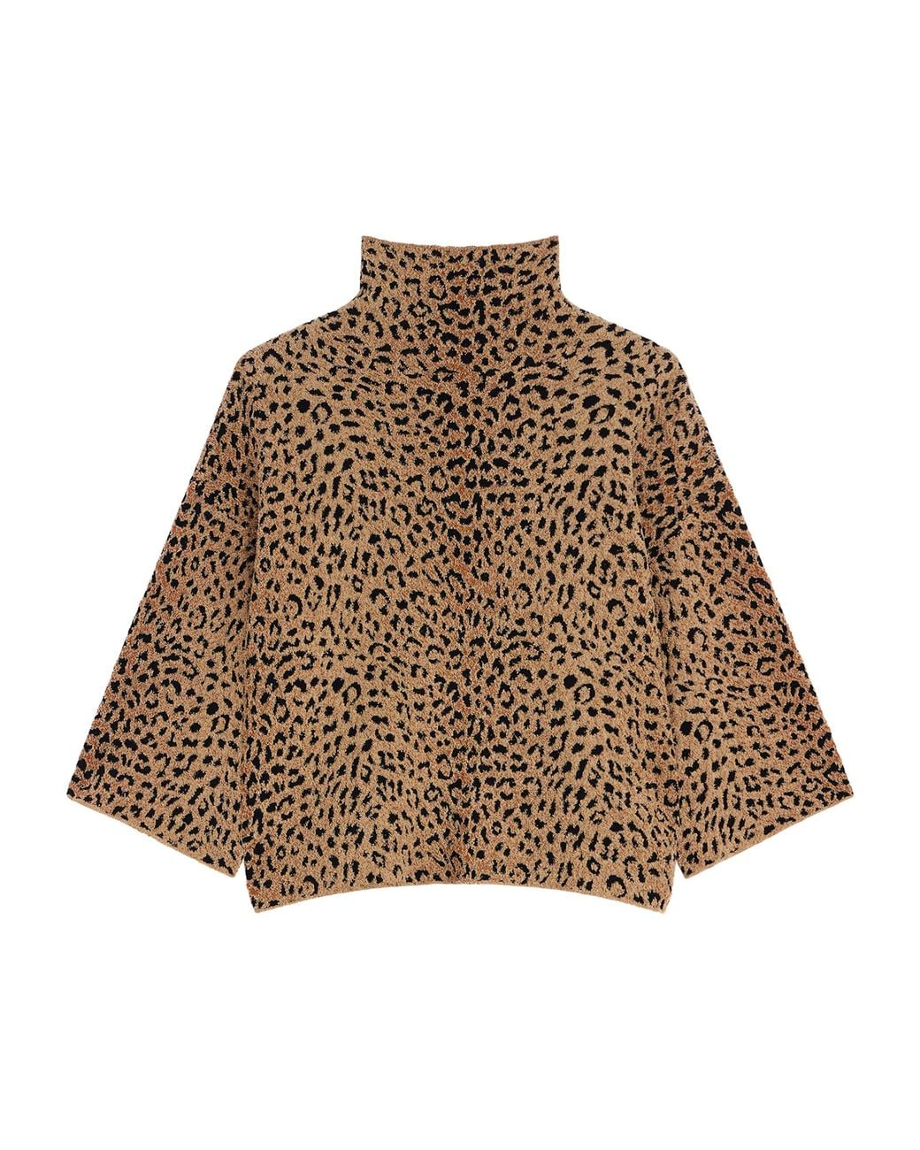 Givenchy Brown Bouclé Leopard High-Neck Top