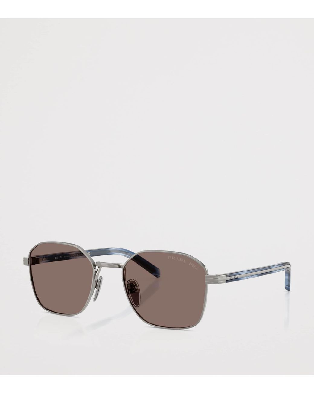 Prada Brown Metal Geometric Sunglasses for men