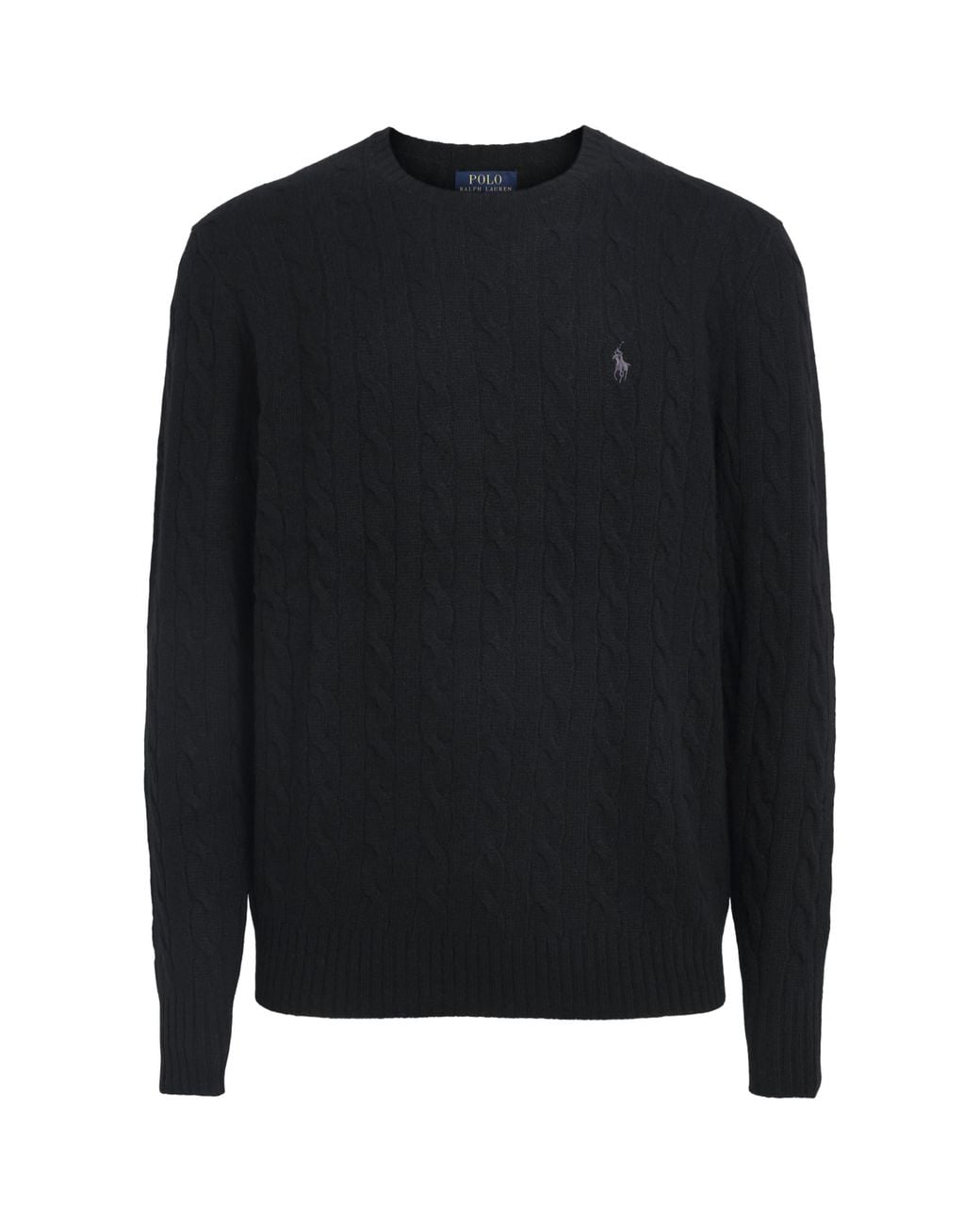Polo Ralph Lauren Black Wool-Cashmere Cable-Knit Sweater for men