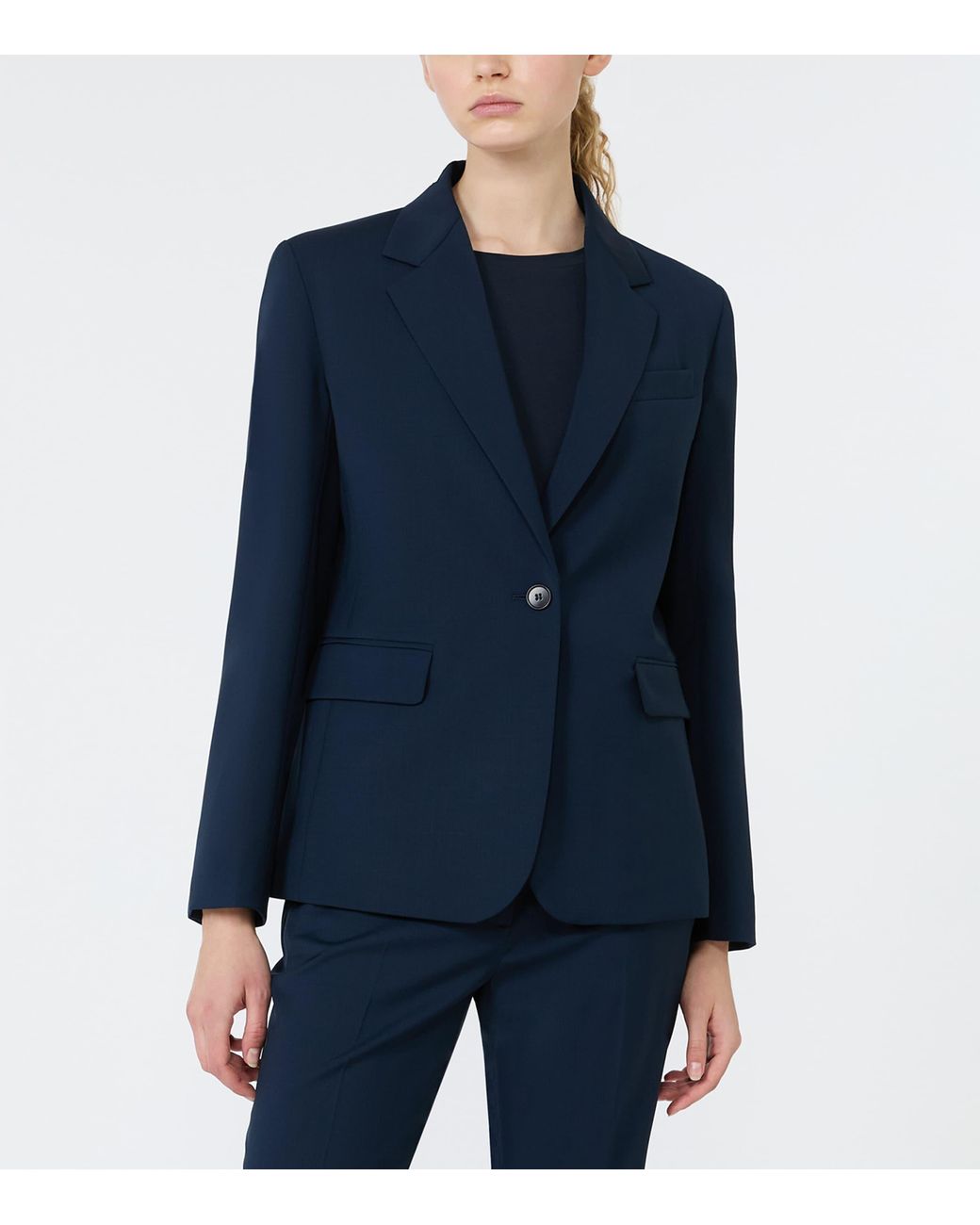 Weekend by Maxmara Blue Virgin Wool Blazer