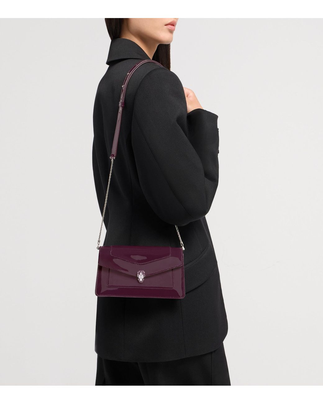 BVLGARI Purple Leather Serpenti Forever Chain Wallet