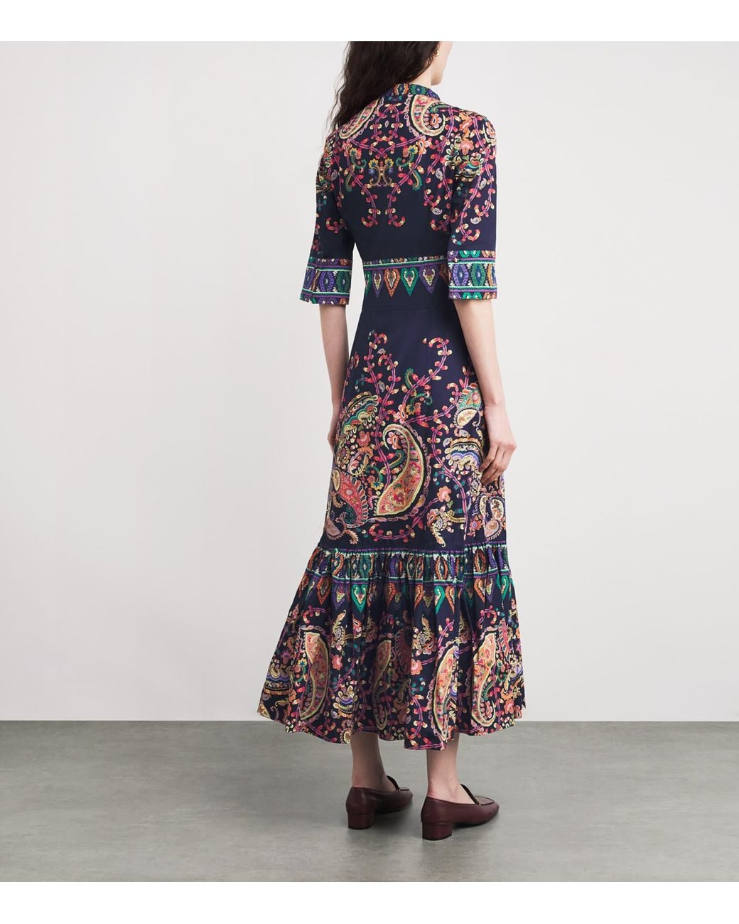 Etro Blue Cotton Paisley Maxi Dress