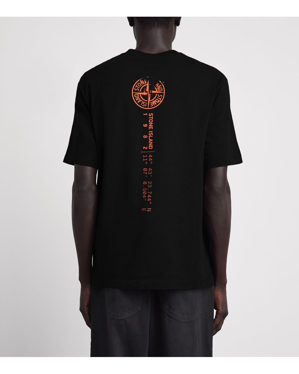 Stone Island Black Cotton Vertical Compass T-Shirt for men
