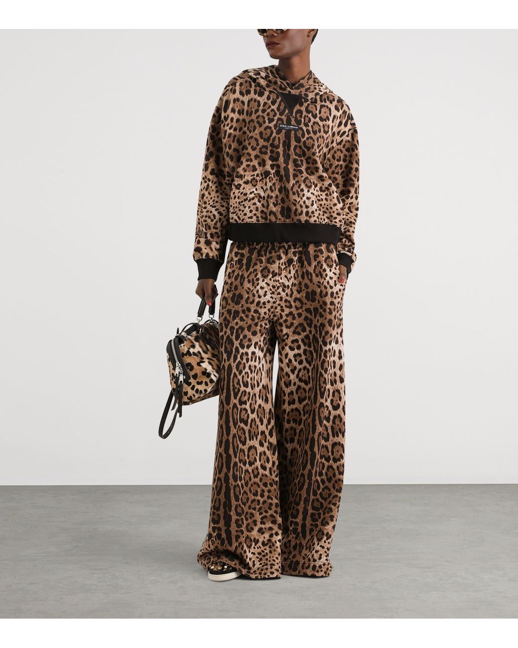 Dolce & Gabbana Brown Cotton Leopard Print T-Shirt