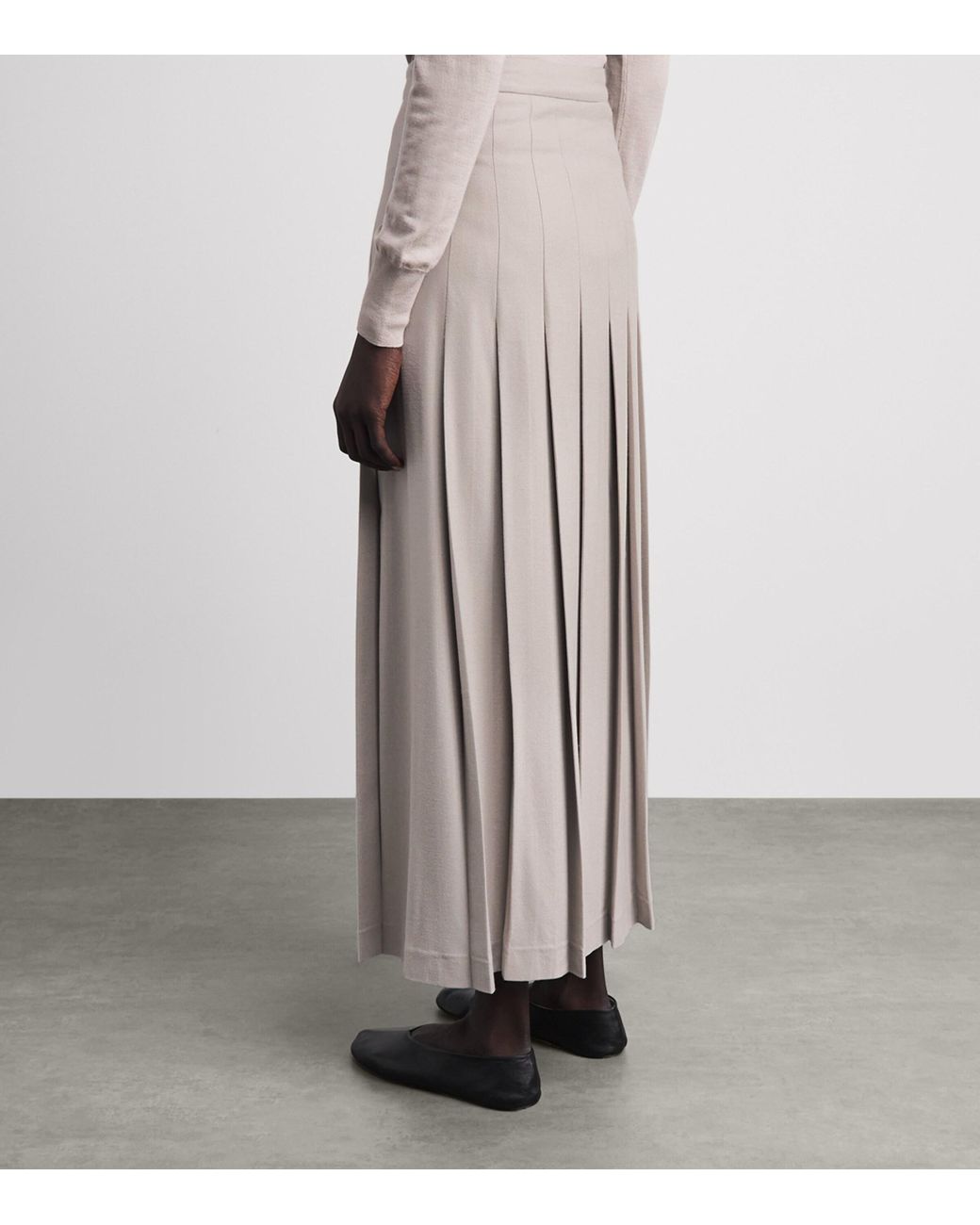 Colombo Gray Cashmere Pleated Maxi Skirt