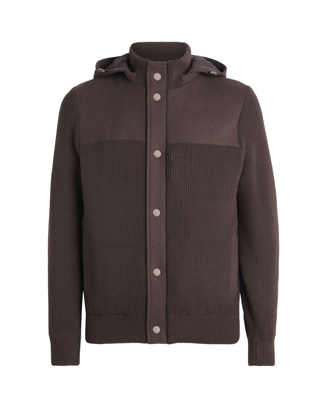 FIORONI CASHMERE Brown Virgin Wool Down Jacket for men