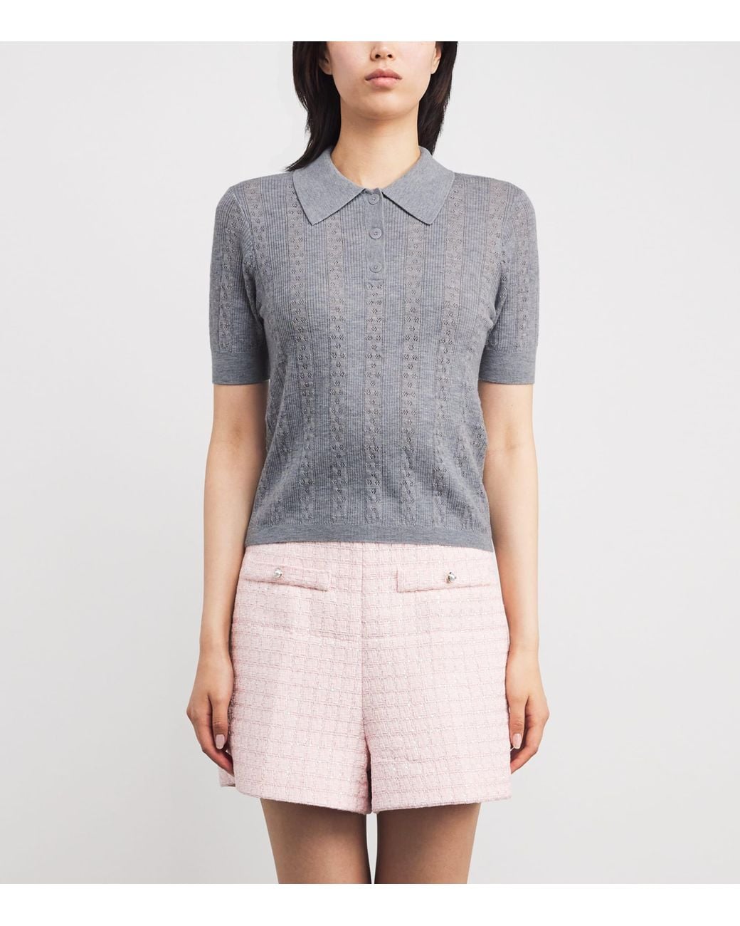 Sandro Gray Wool Polo Sweater