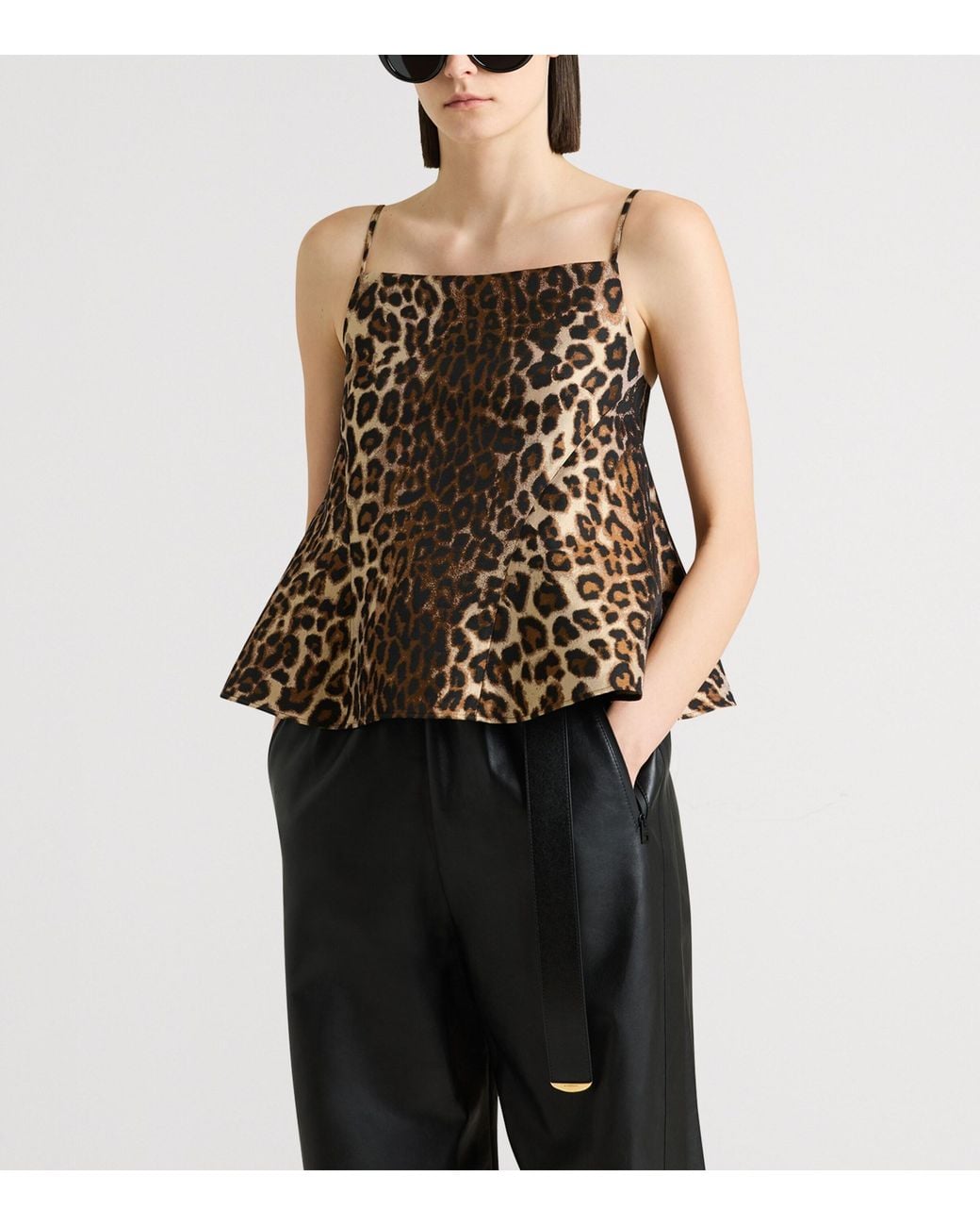 Givenchy Brown Cady Leopard Square-Neck Cami Top