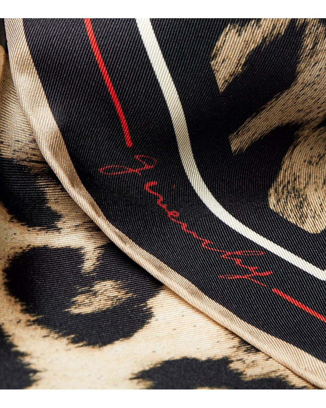Givenchy Black Silk Leopard Print Scarf