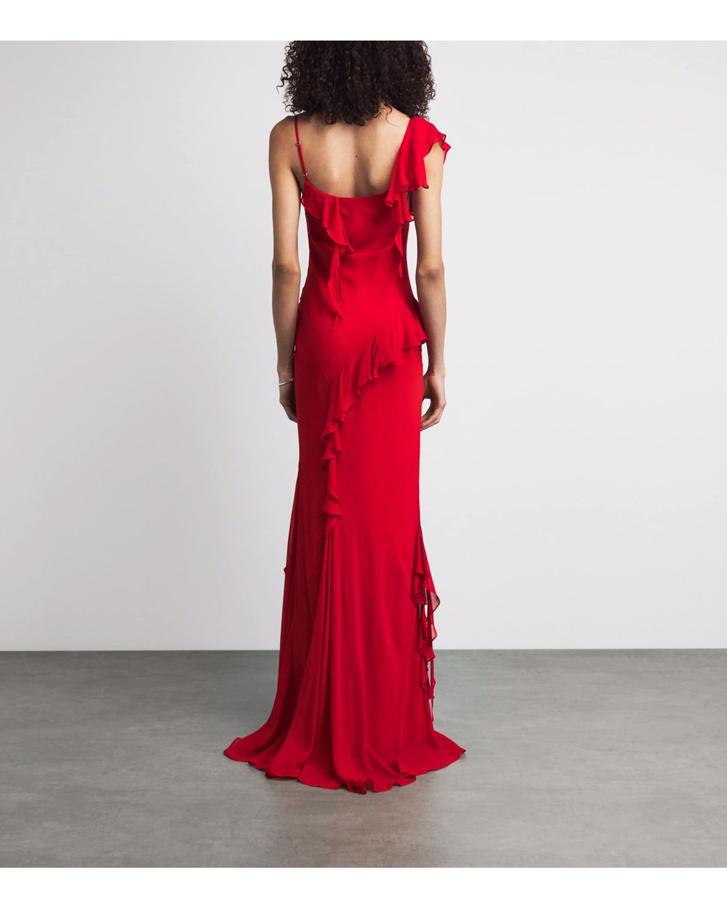 De La Vali Red Chiffon Mayara Maxi Dress