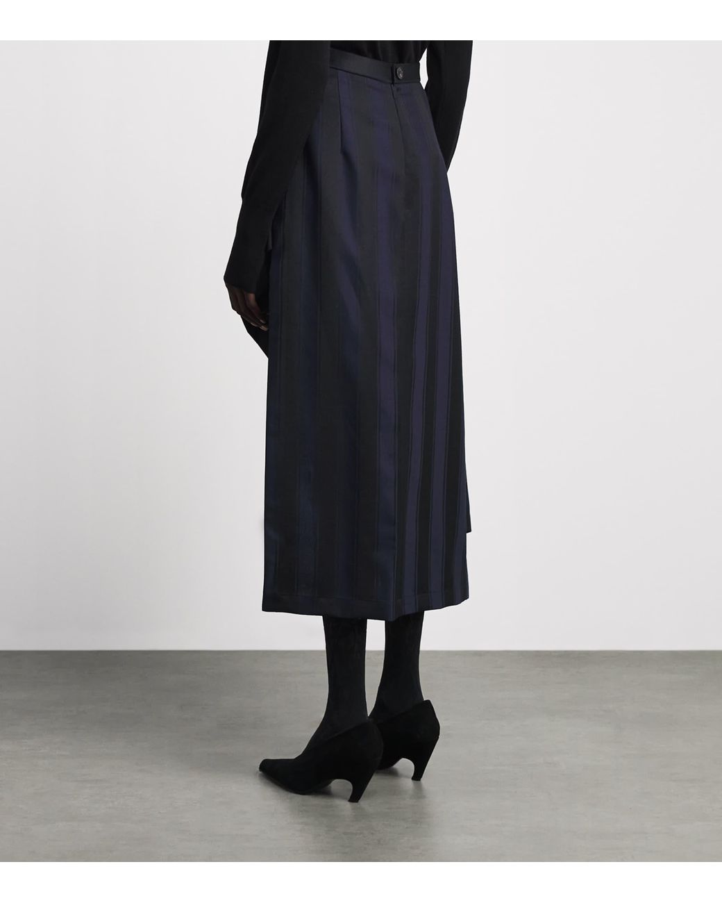 Vivienne Westwood Blue Virgin Wool Stripe Cassandre Midi Skirt