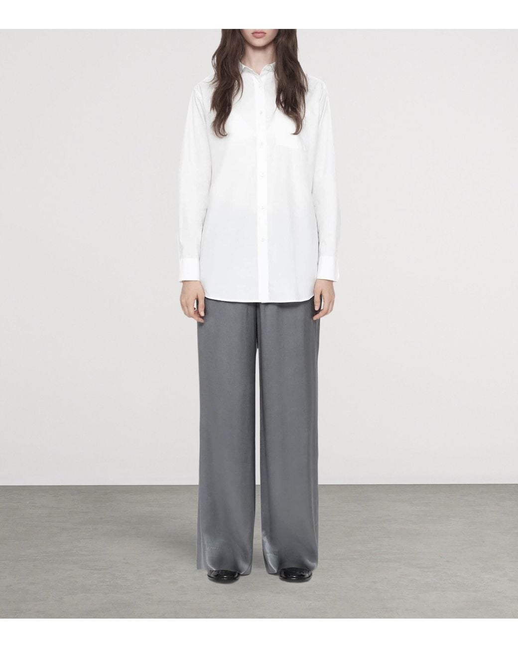 AllSaints Gray Crepe Lycia Wide-Leg Trousers