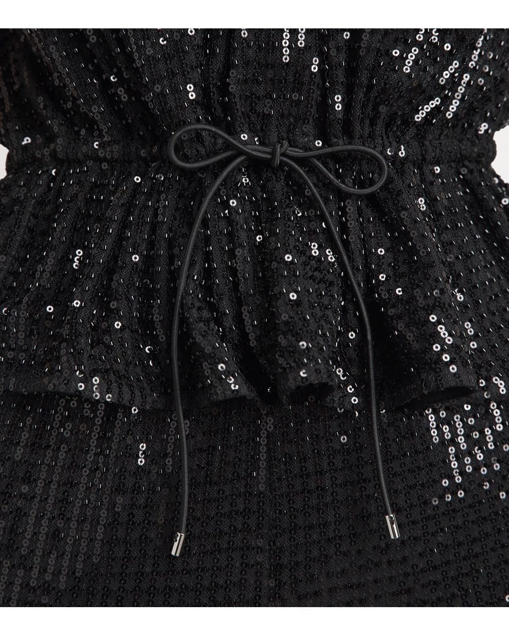 Toccin Black Sequin Drawstring Talon Top