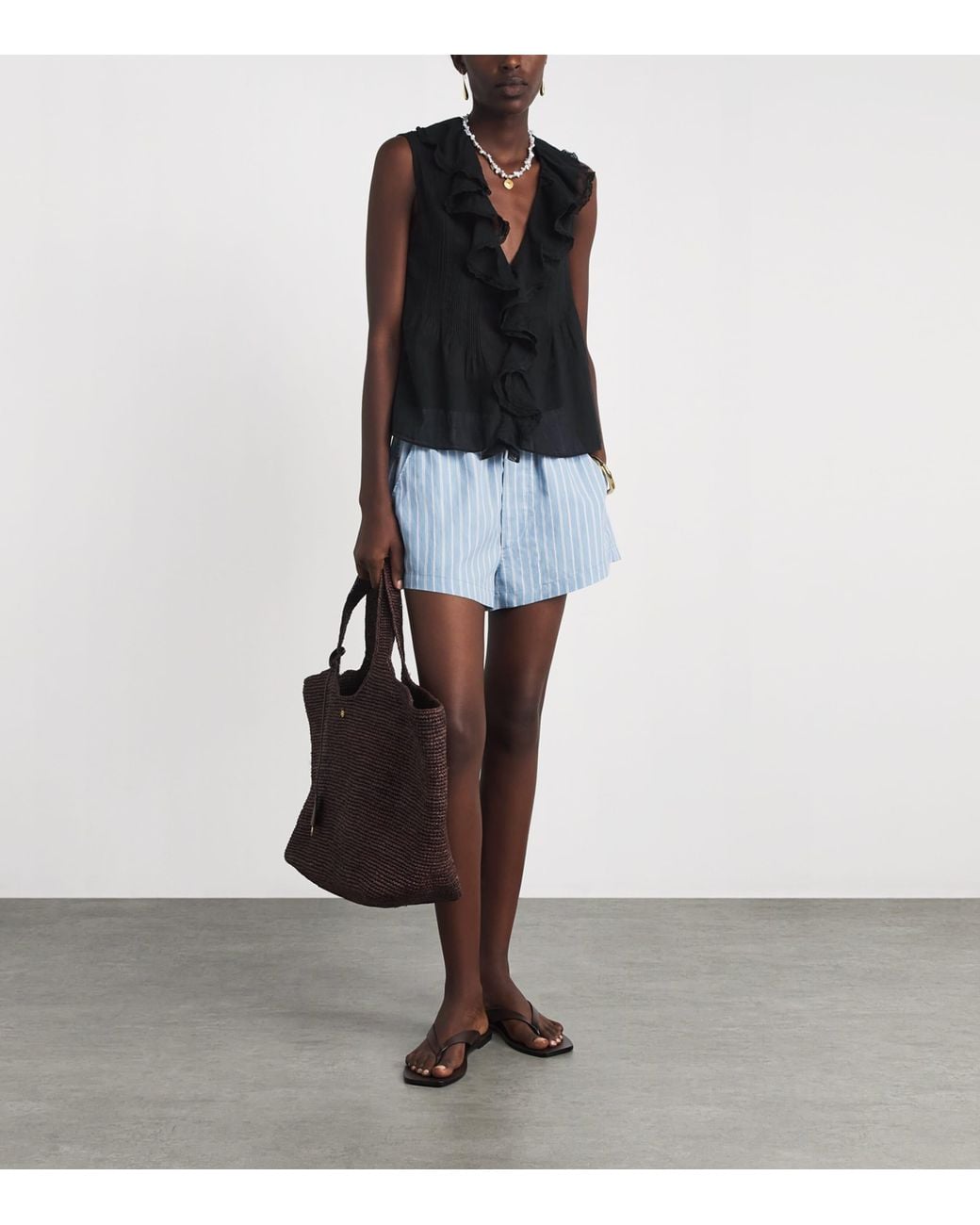 Doen Black Organic Cotton Hilda Ruffle Top