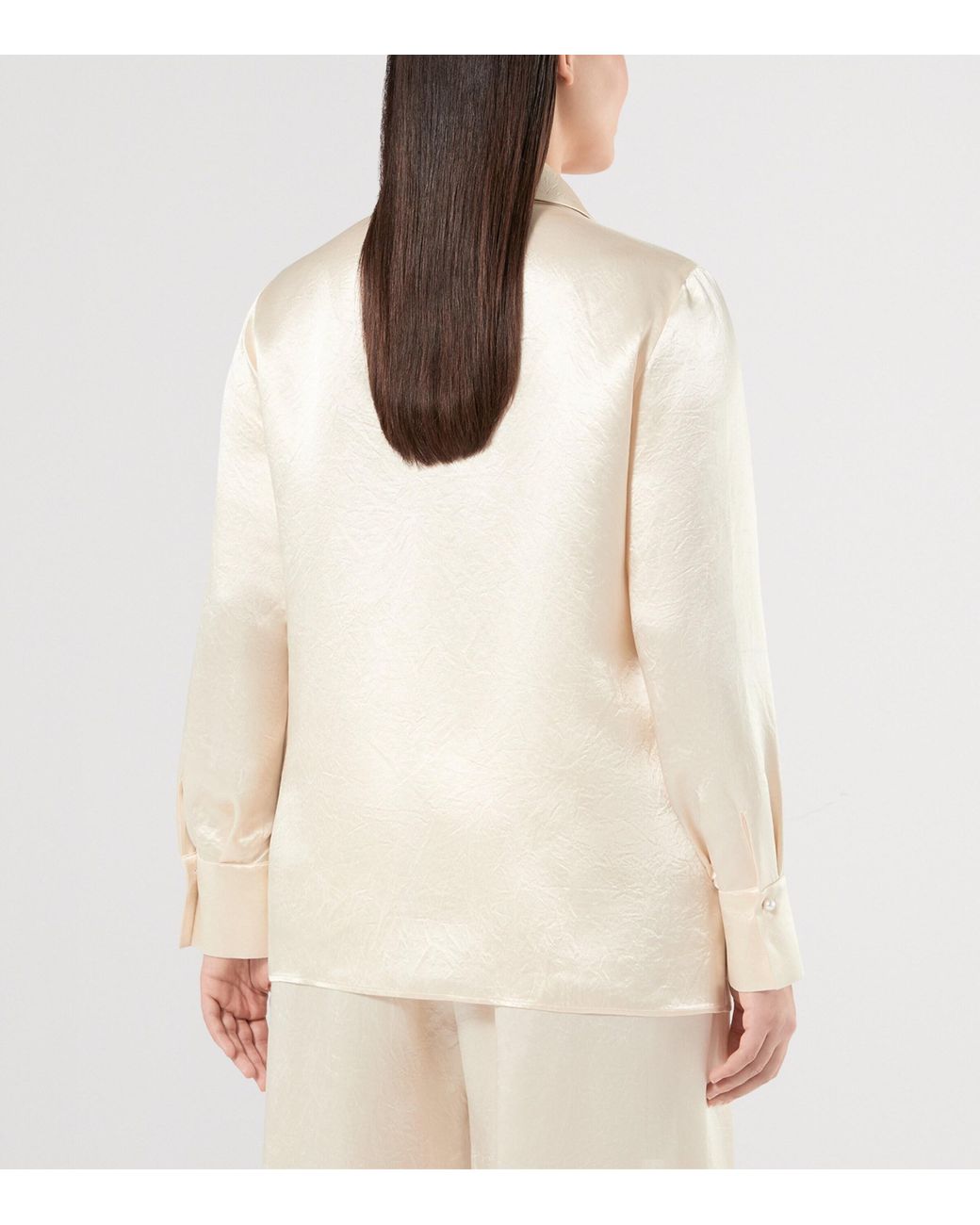 Marina Rinaldi White Satin Neck-Tie Shirt