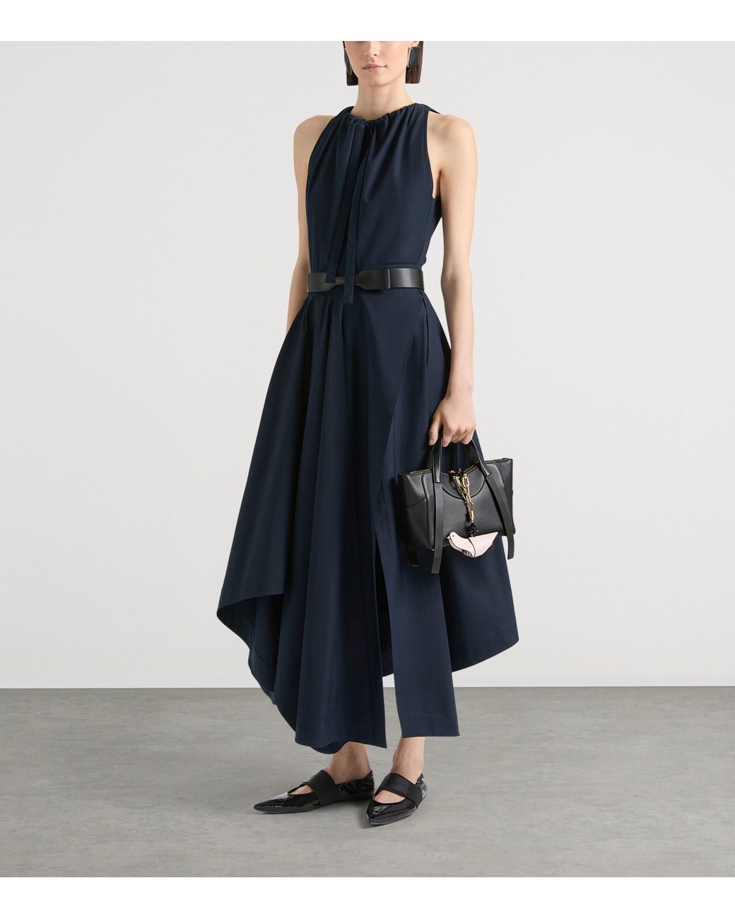 Givenchy Blue Cotton Poplin Bow-Detail Midi Dress