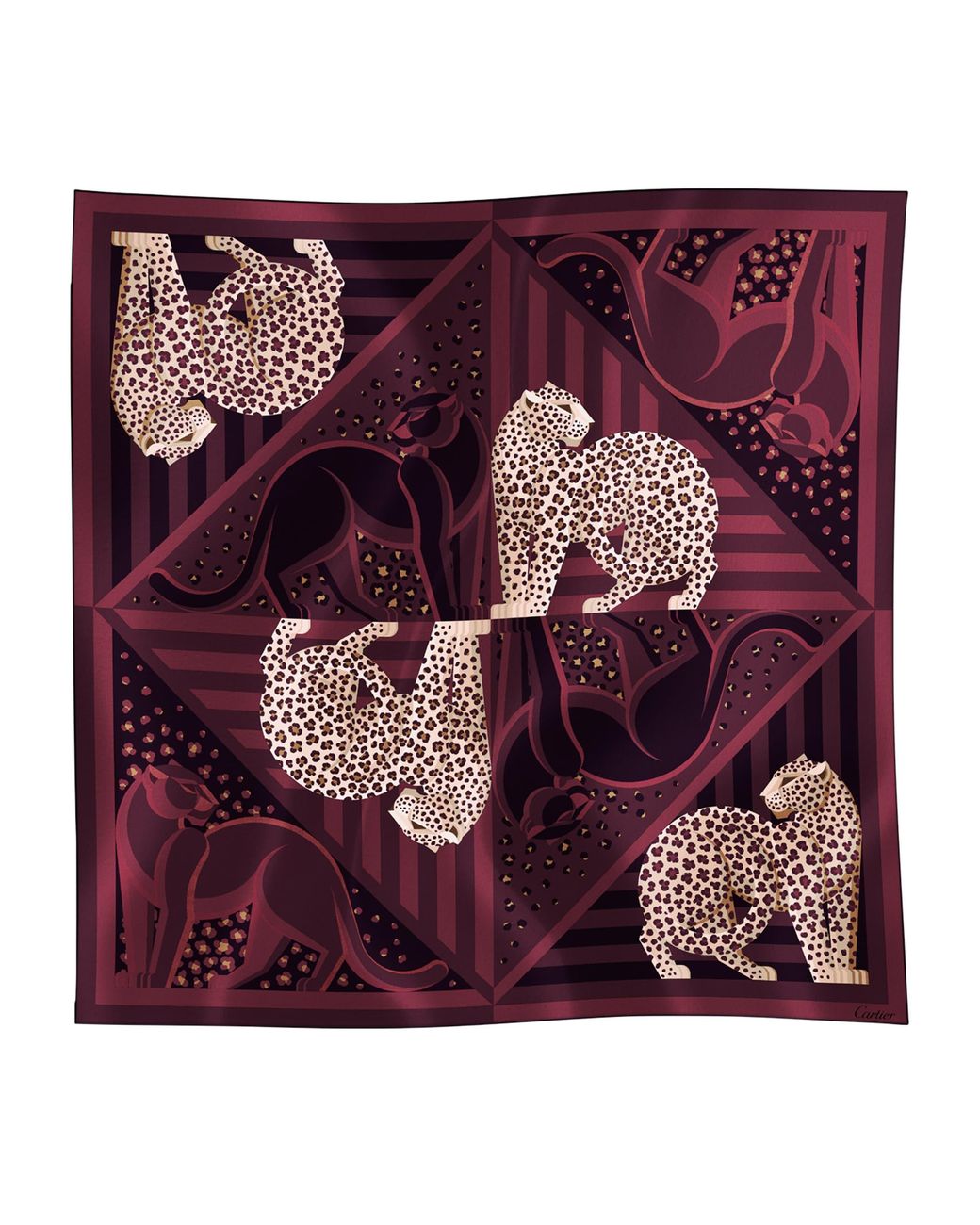 Cartier Purple Silk Panthère Illusion Scarf