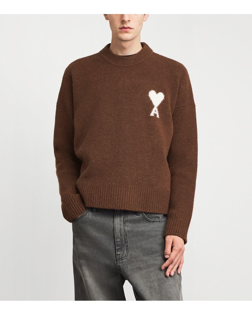 AMI Brown Alpaca-Blend Ami De Coeur Sweater for men