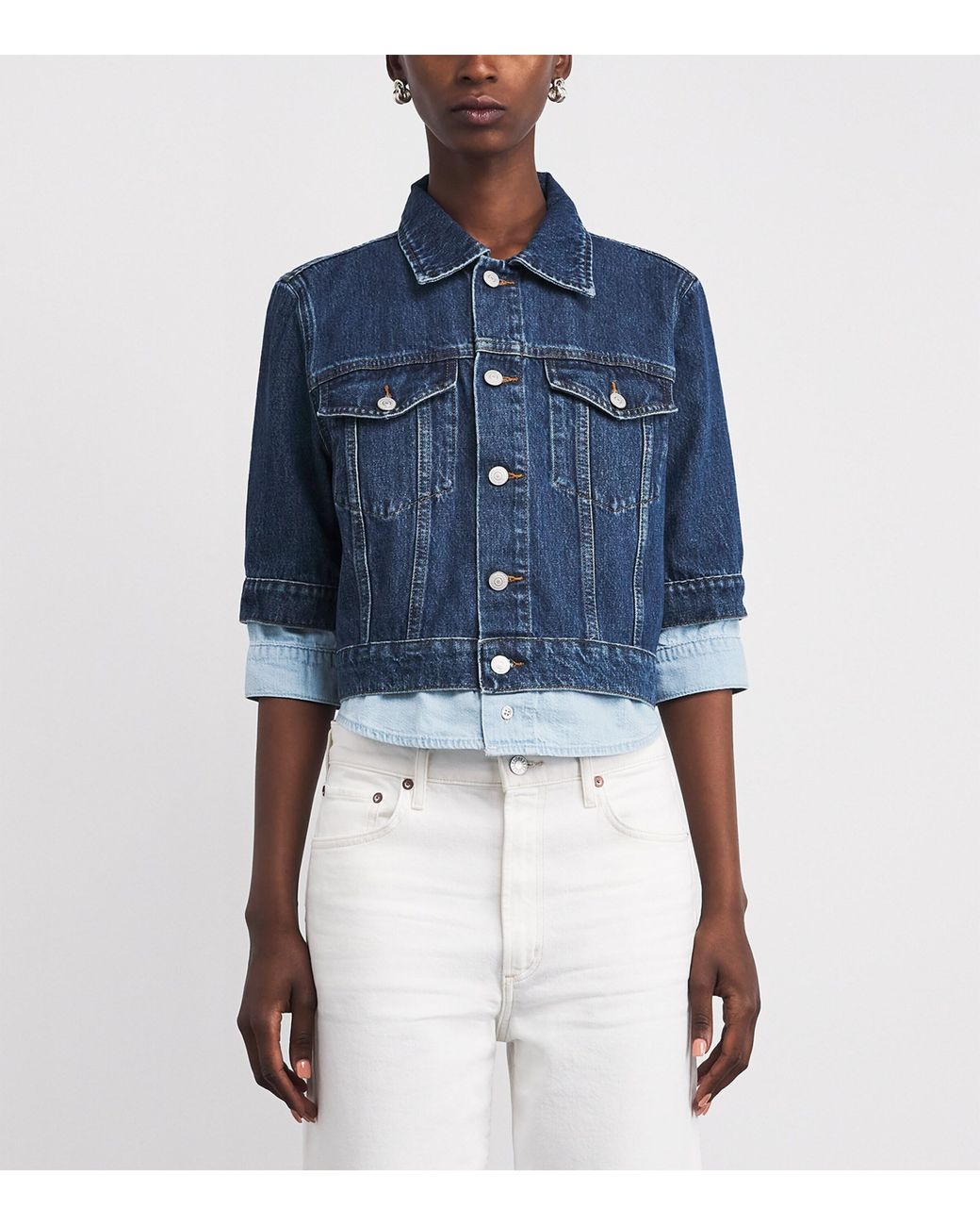 7 For All Mankind Blue Double Trucker Denim Jacket