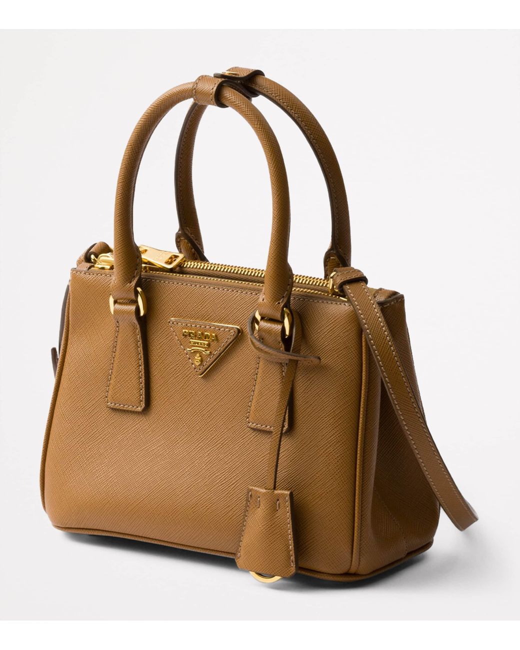 Prada Brown Mini Leather Galleria Top-Handle Bag