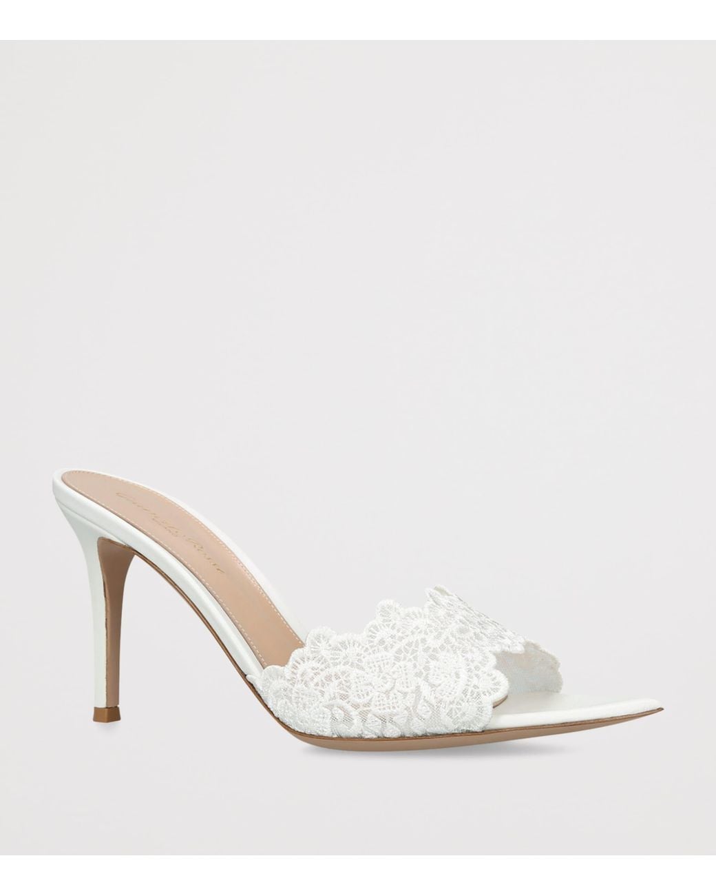 Gianvito Rossi White Lace Yvonne Mules 85