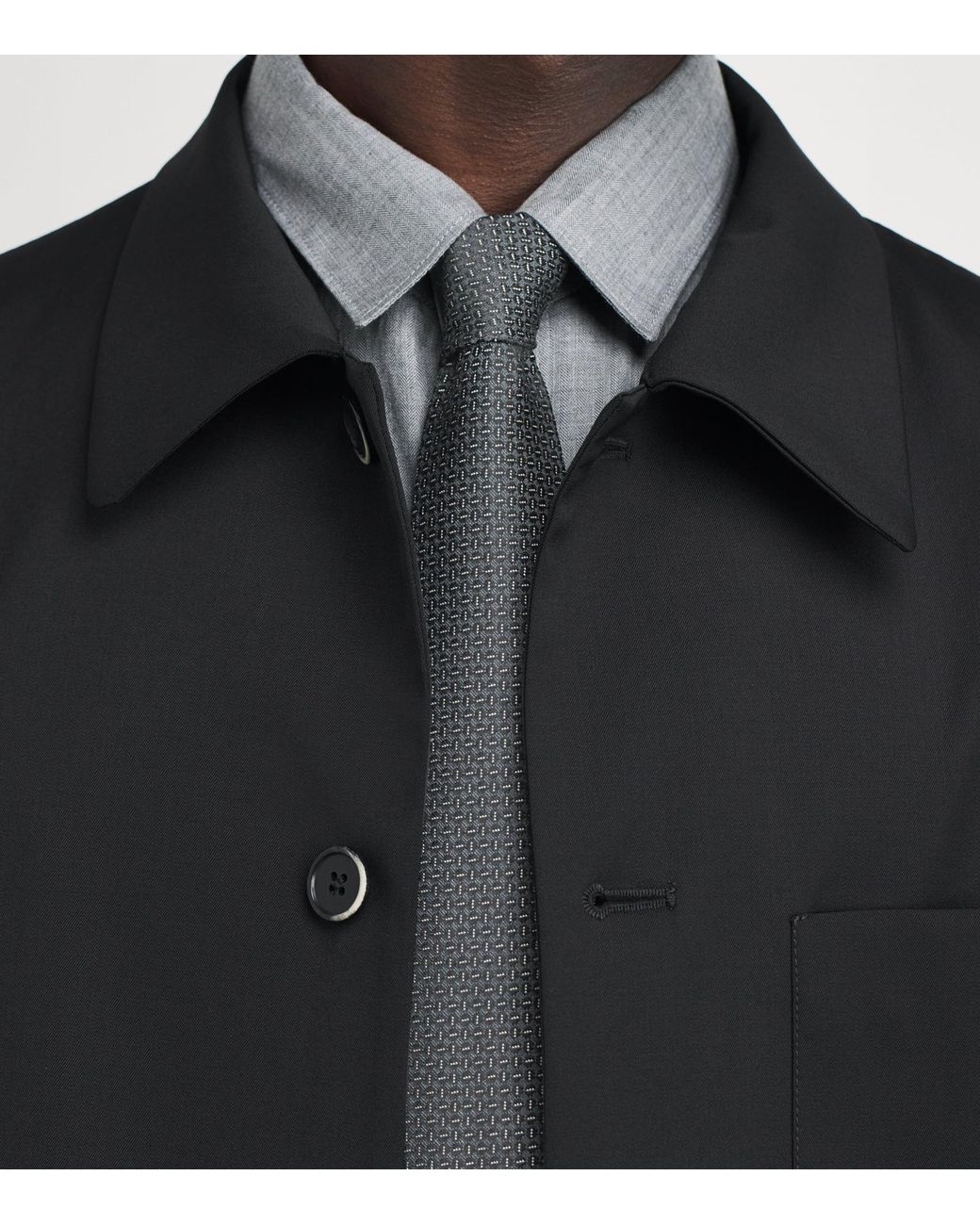 Canali White Silk-Wool Jacquard Tie for men
