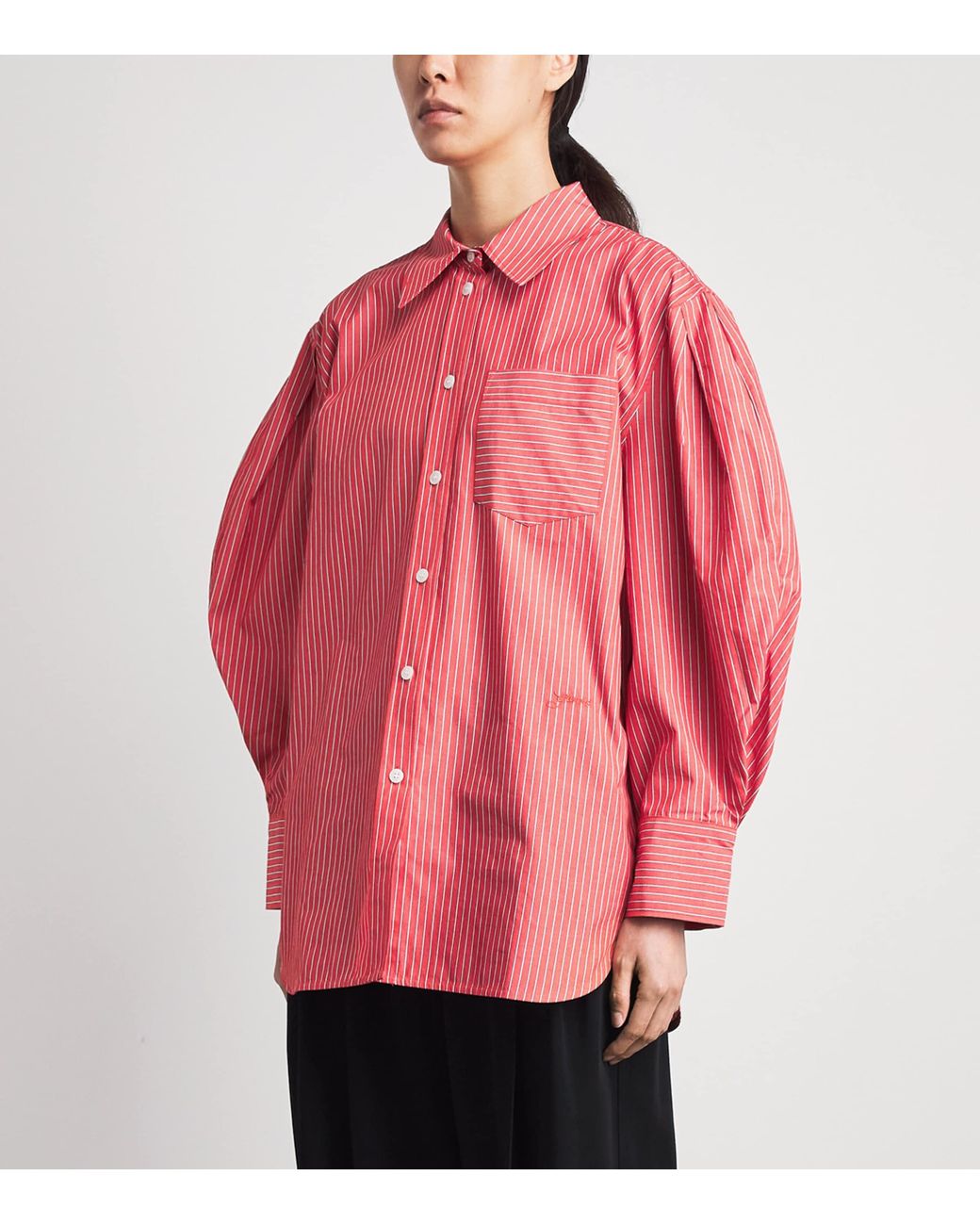 Ganni Pink Cotton Stripe Oxford Shirt
