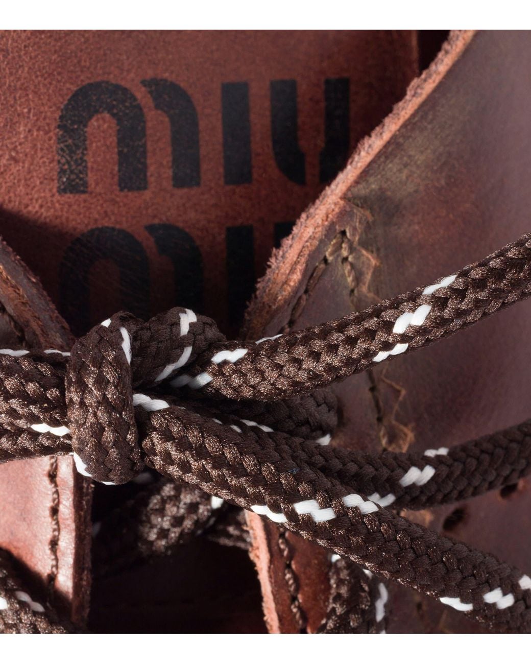 Miu Miu Brown Leather Plume Sneakers
