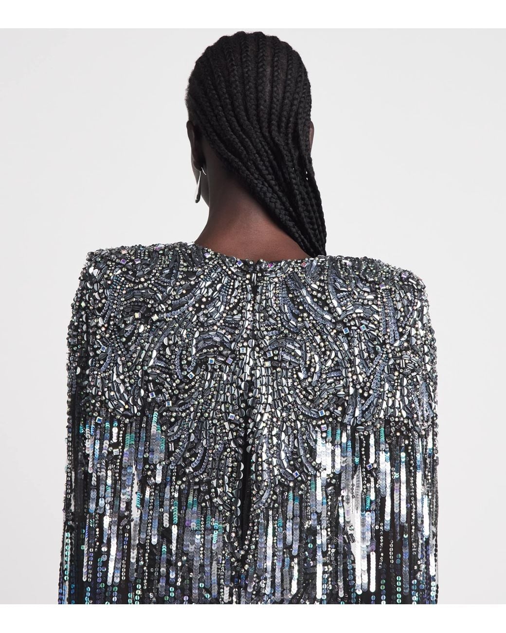 Jenny Packham Gray Rush Cape Gown