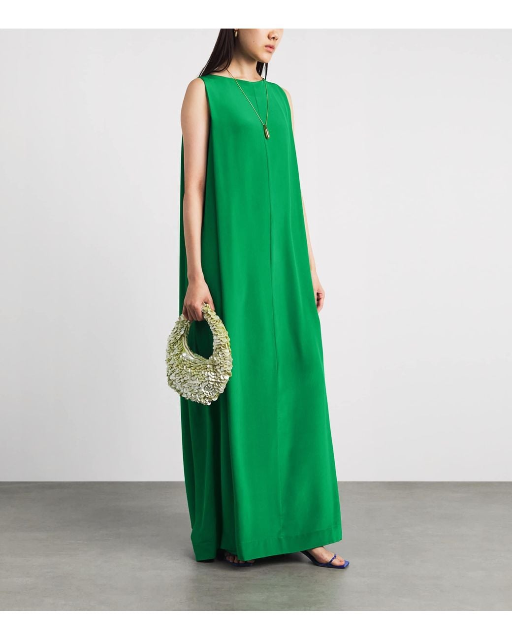 Staud Green Silk Dalia Maxi Dress