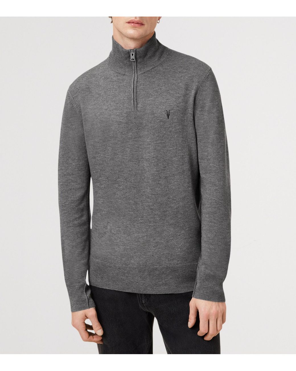 AllSaints Gray Kilburn Quarter-Zip Sweater for men
