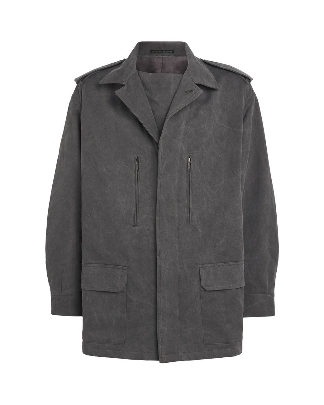 Yohji Yamamoto Gray Cotton Twill Padded Jacket for men