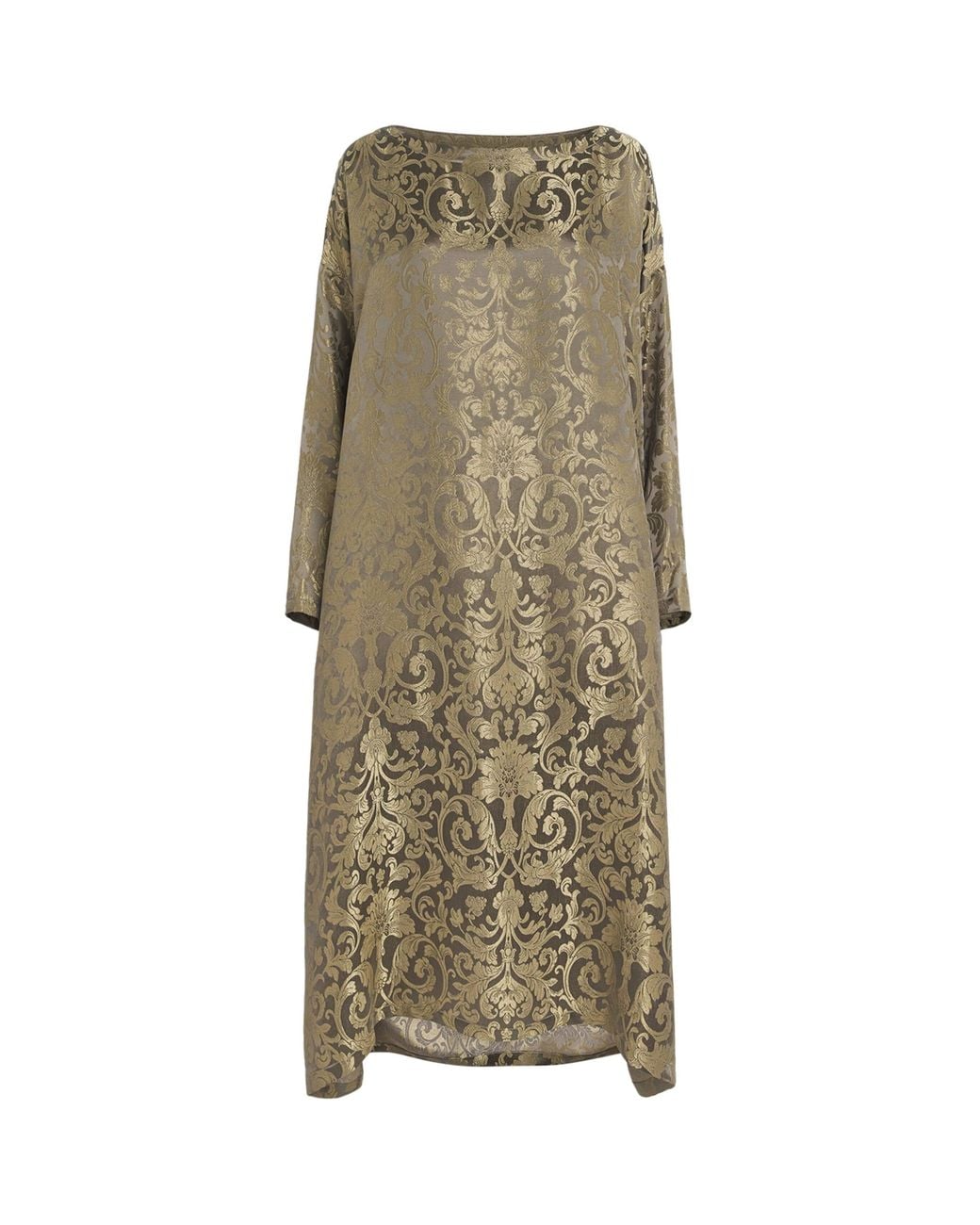 Eskandar Natural Metallic Jacquard Midi Dress