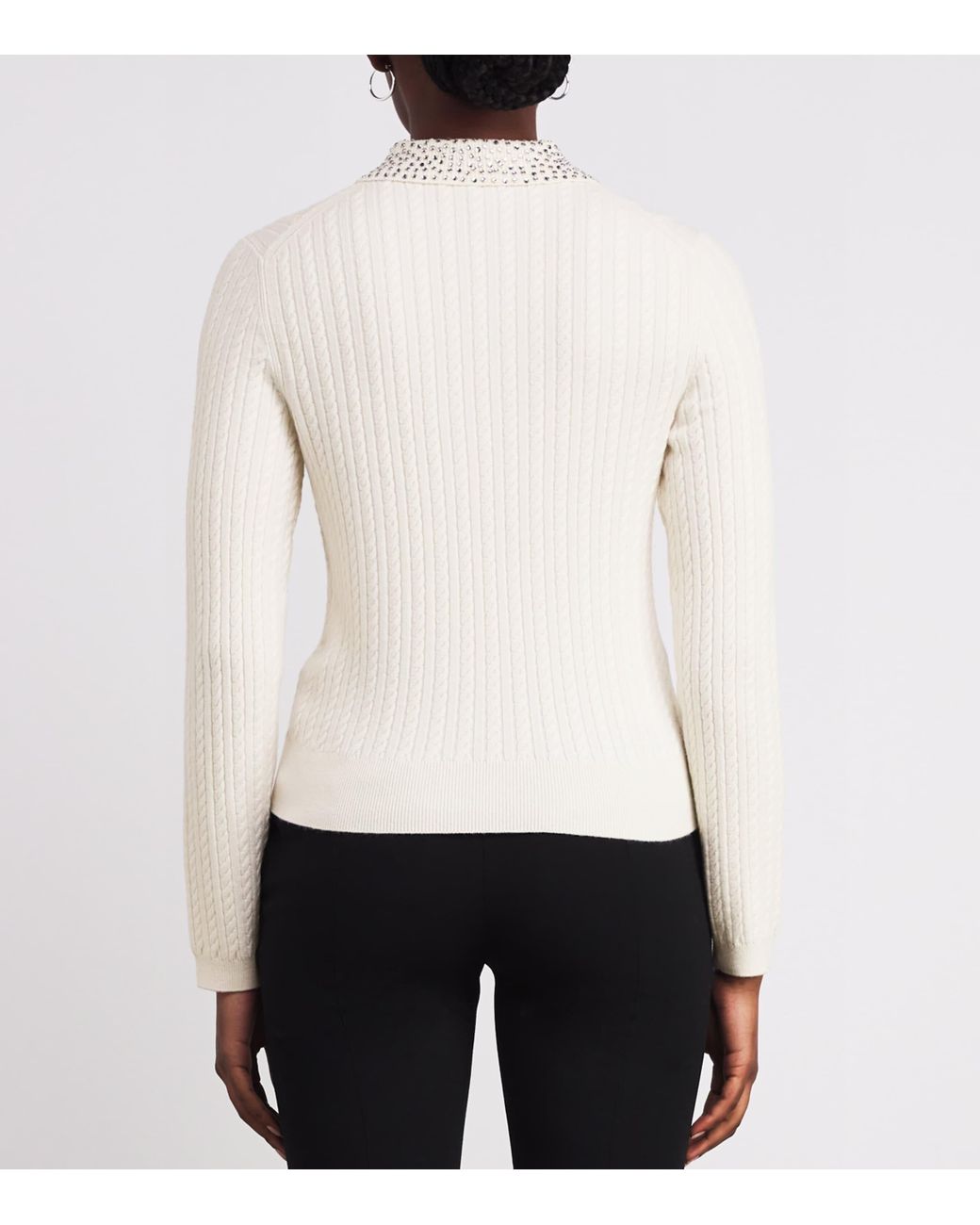 Maje White Wool Embellished Cardigan