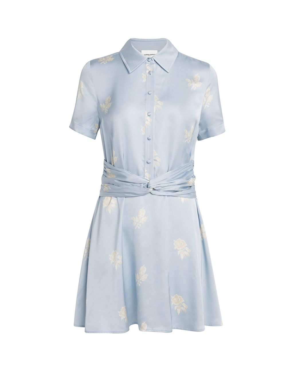 Claudie Pierlot Blue Satin Floral Mini Dress