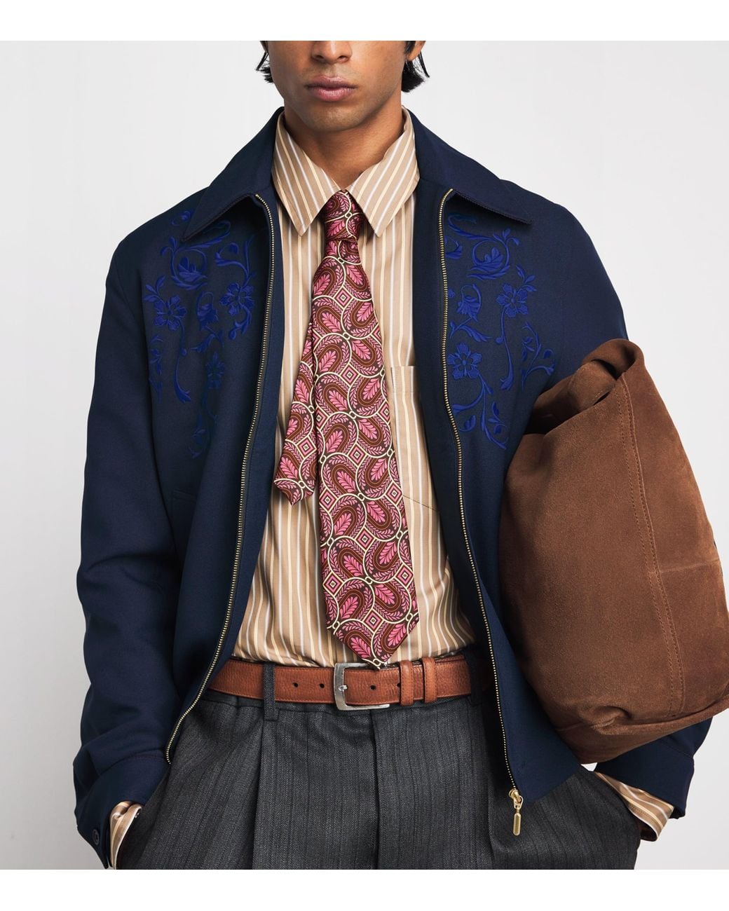 Drole de Monsieur Red Silk Printed Caesar Tie for men