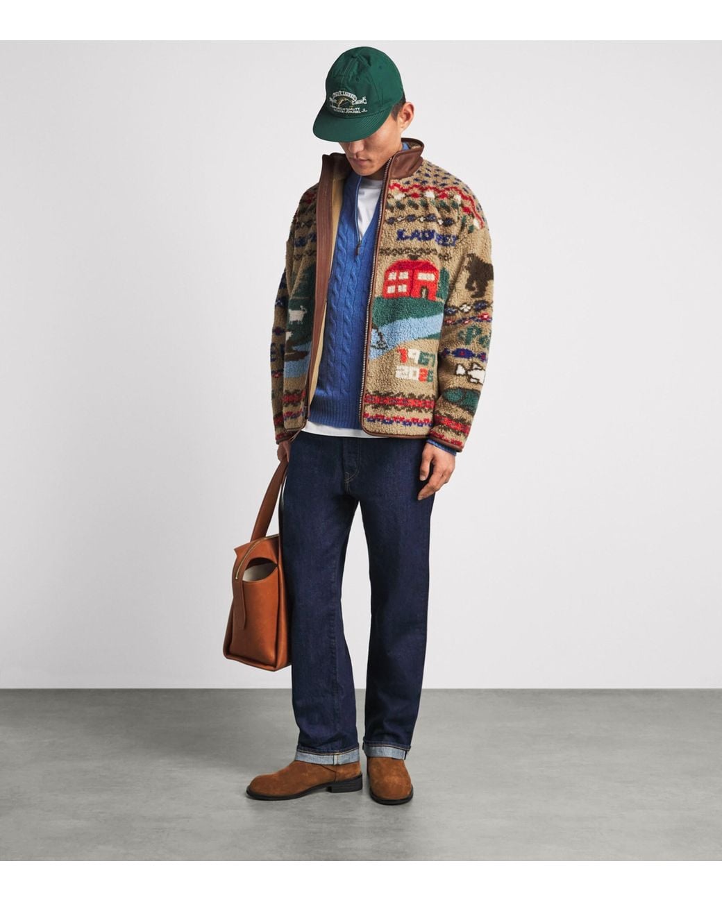 Polo Ralph Lauren Brown Pile Fleece Scenic Jacket for men