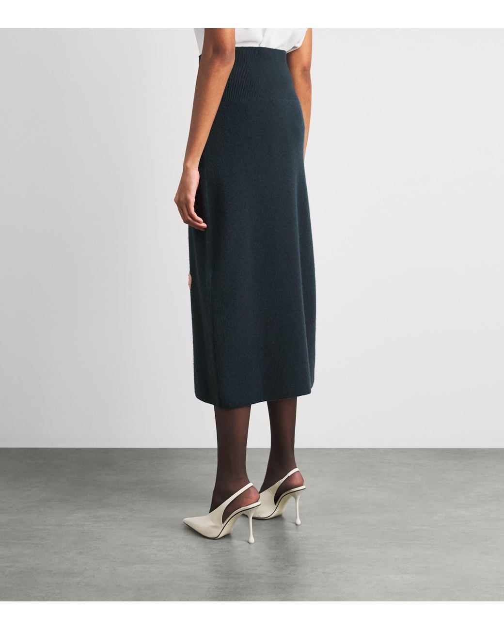 Erdem Blue Embroidered Midi Pencil Skirt