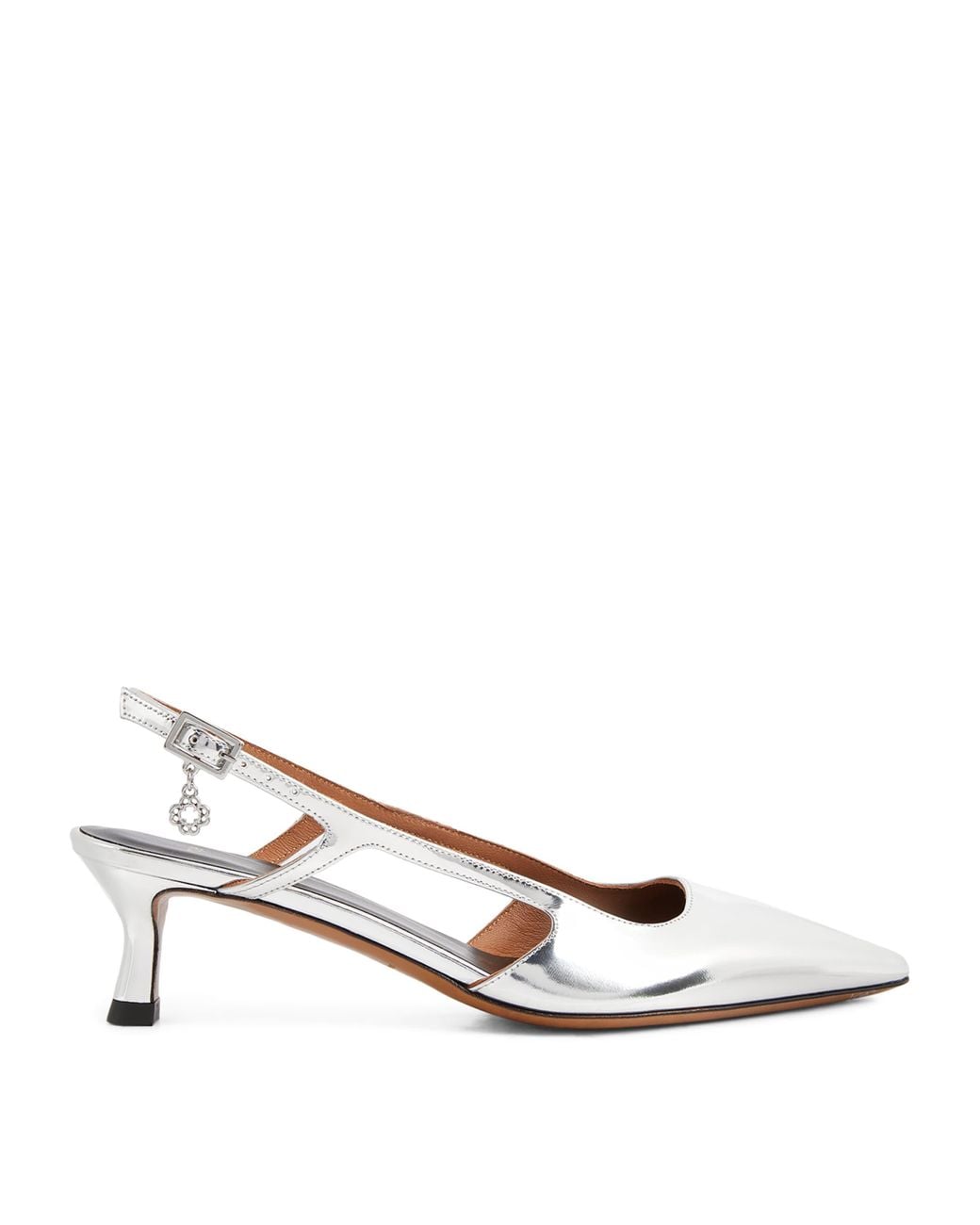 Maje White Metallic Slingback Pumps 50