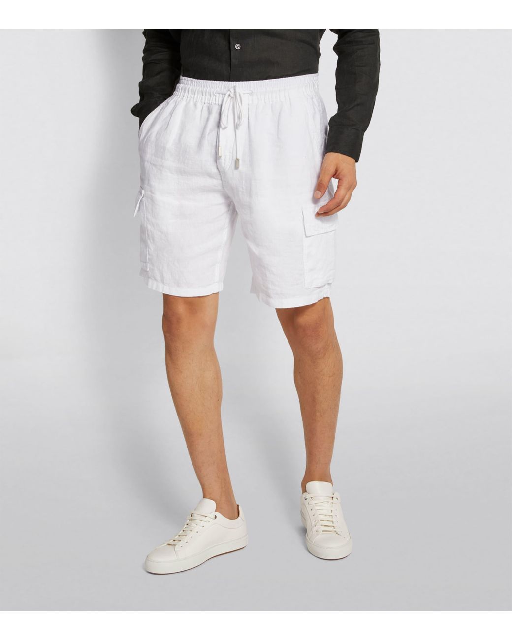 Vilebrequin White Linen Baie Shorts for men