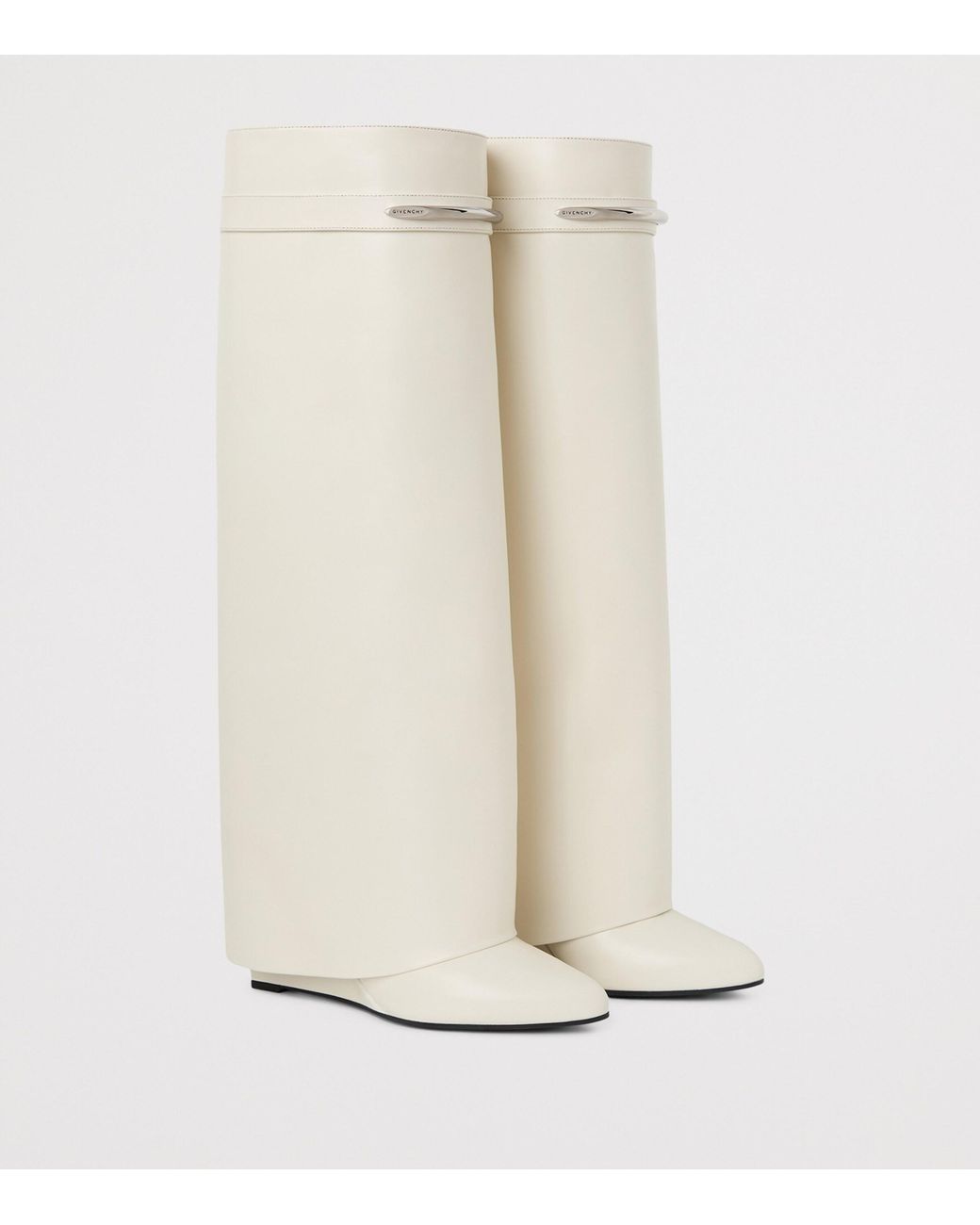 Givenchy White Leather Shark Knee-High Boots